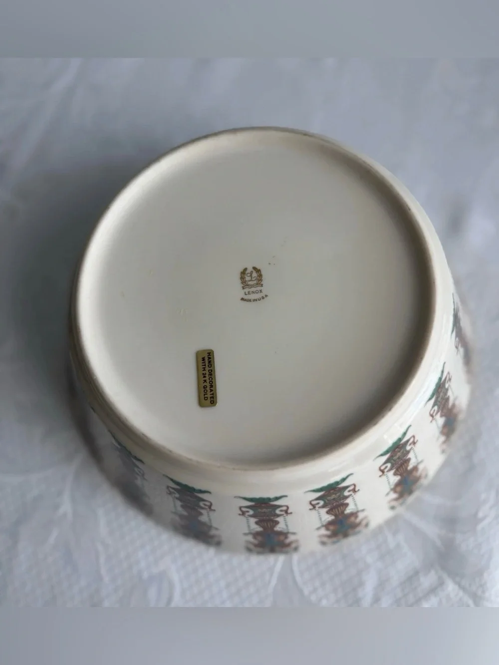 Lenox Lido 10.5” Serving Bowl – Turquoise & 24K Gold Trim